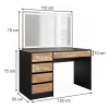 Vicco Coiffeuse Anthracite/chêne doré 120x75cm avec miroir LED