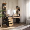 Vicco Coiffeuse Anthracite/chêne doré 120x75cm avec miroir & éclairage LED