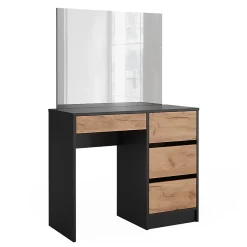 Vicco Coiffeuse Anthracite/chêne doré 90cm avec miroir