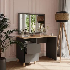 Vicco Coiffeuse Anthracite/Artisan 110cm avec tiroirs