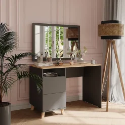 Vicco Coiffeuse Anthracite/Artisan 110cm avec tiroirs