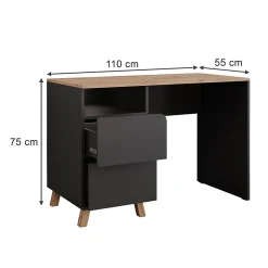 Vicco Coiffeuse Anthracite/Artisan 110cm avec tiroirs