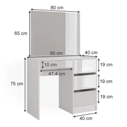Vicco Coiffeuse blanc, avec miroir, 40 cm