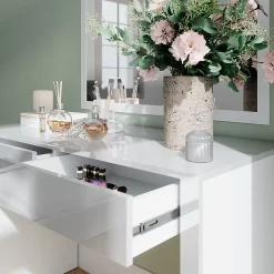 Vicco Coiffeuse blanc brillant/blanc 110cm avec 2 tiroirs