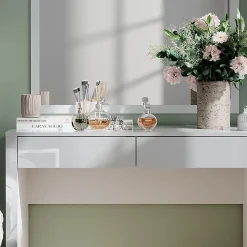 Vicco Coiffeuse blanc brillant/blanc 110cm avec 2 tiroirs