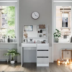 Vicco Coiffeuse Blanc 80cm avec miroir