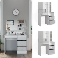 Vicco Coiffeuse Blanc 80cm avec miroir