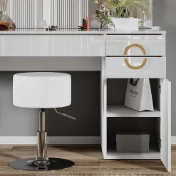 Vicco Coiffeuse Blanc 115cm avec éclairage LED et tabouret