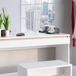 Vicco Coiffeuse Blanc 120cm avec éclairage LED et banc
