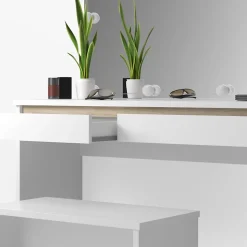 Vicco Coiffeuse Blanc 120cm avec éclairage LED et banc