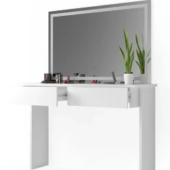Vicco Coiffeuse Blanc 120cm avec miroir LED