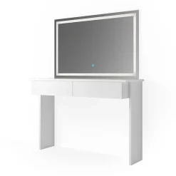 Vicco Coiffeuse Blanc 120cm avec miroir LED