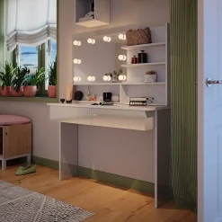 Vicco Coiffeuse Blanc 120cm avec éclairage LED