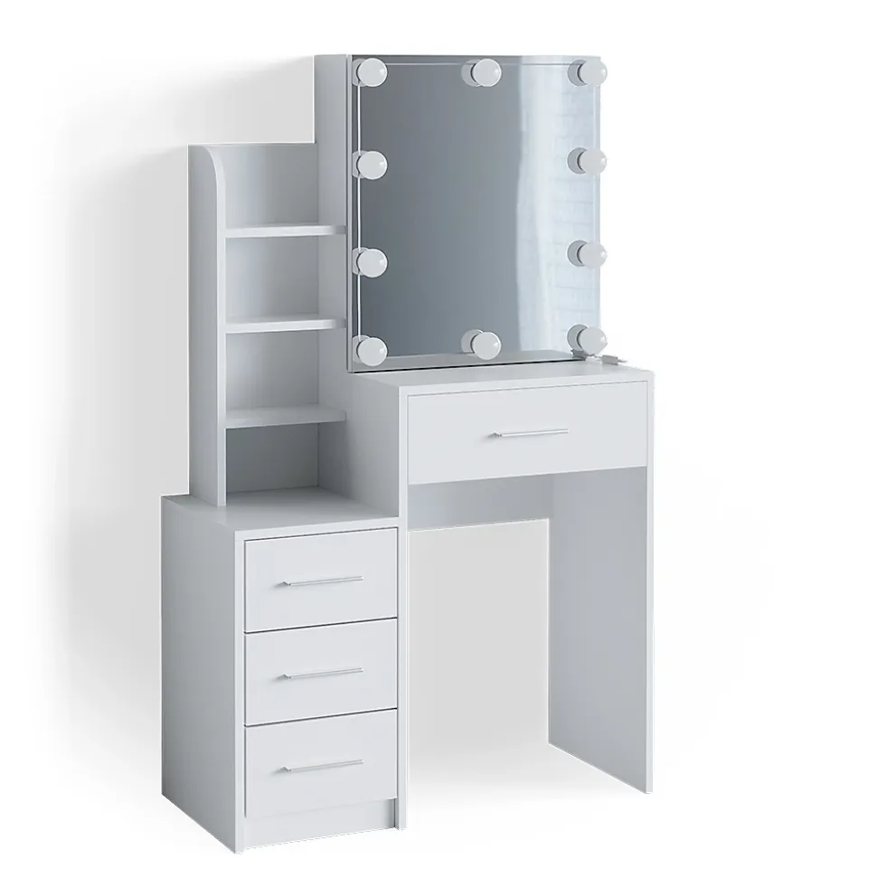 Vicco Coiffeuse Blanc 36cm avec éclairage LED