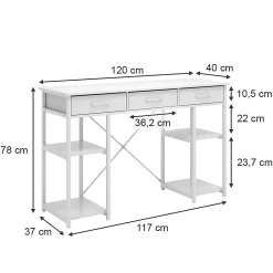 Vicco Coiffeuse Blanc 120cm avec 3 tiroirs
