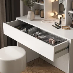 Vicco Coiffeuse Blanc 93cm avec tabouret