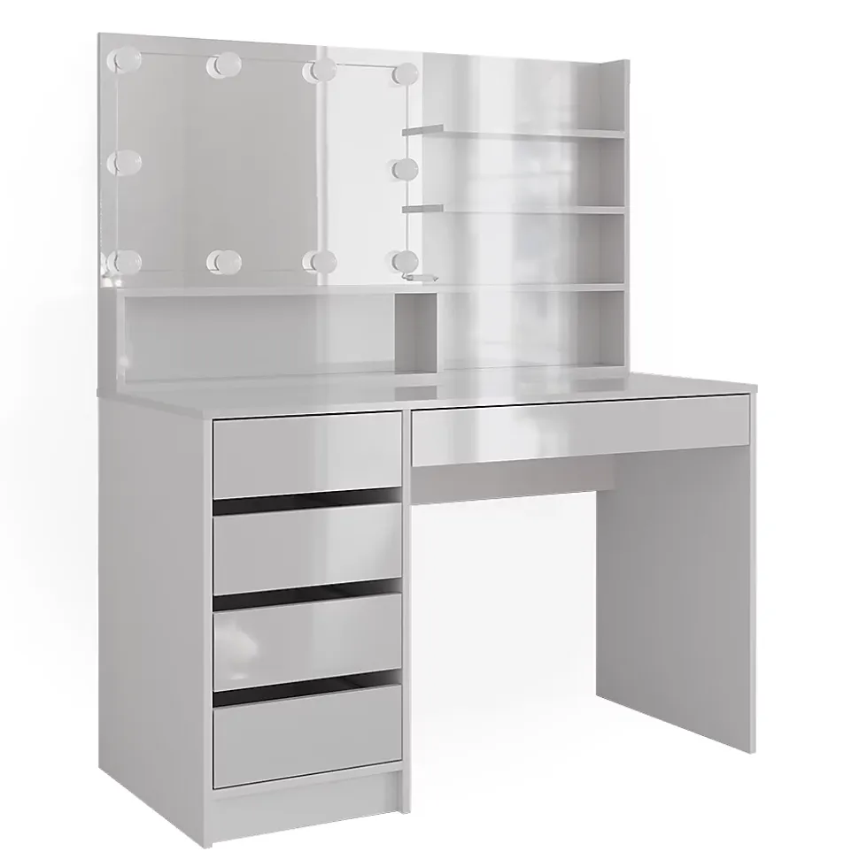 Vicco Coiffeuse Blanc 120cm avec éclairage LED, et étagère miroir