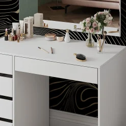 Vicco Coiffeuse Blanc 100cm avec 5 tiroirs