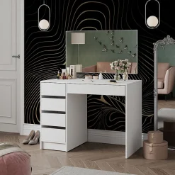 Vicco Coiffeuse Blanc 100cm avec 5 tiroirs