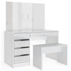 Vicco Coiffeuse Blanc 120cm avec banc