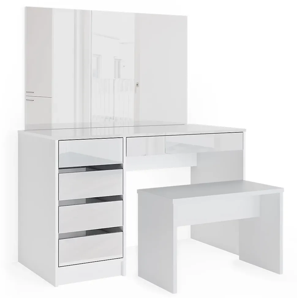 Vicco Coiffeuse Blanc 120cm avec banc