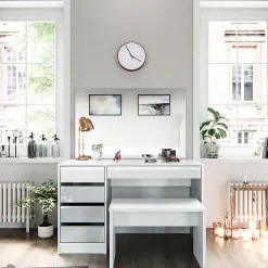 Vicco Coiffeuse Blanc 120cm avec banc