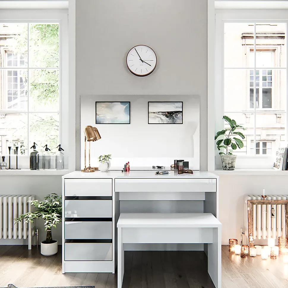 Vicco Coiffeuse Blanc 120cm avec banc