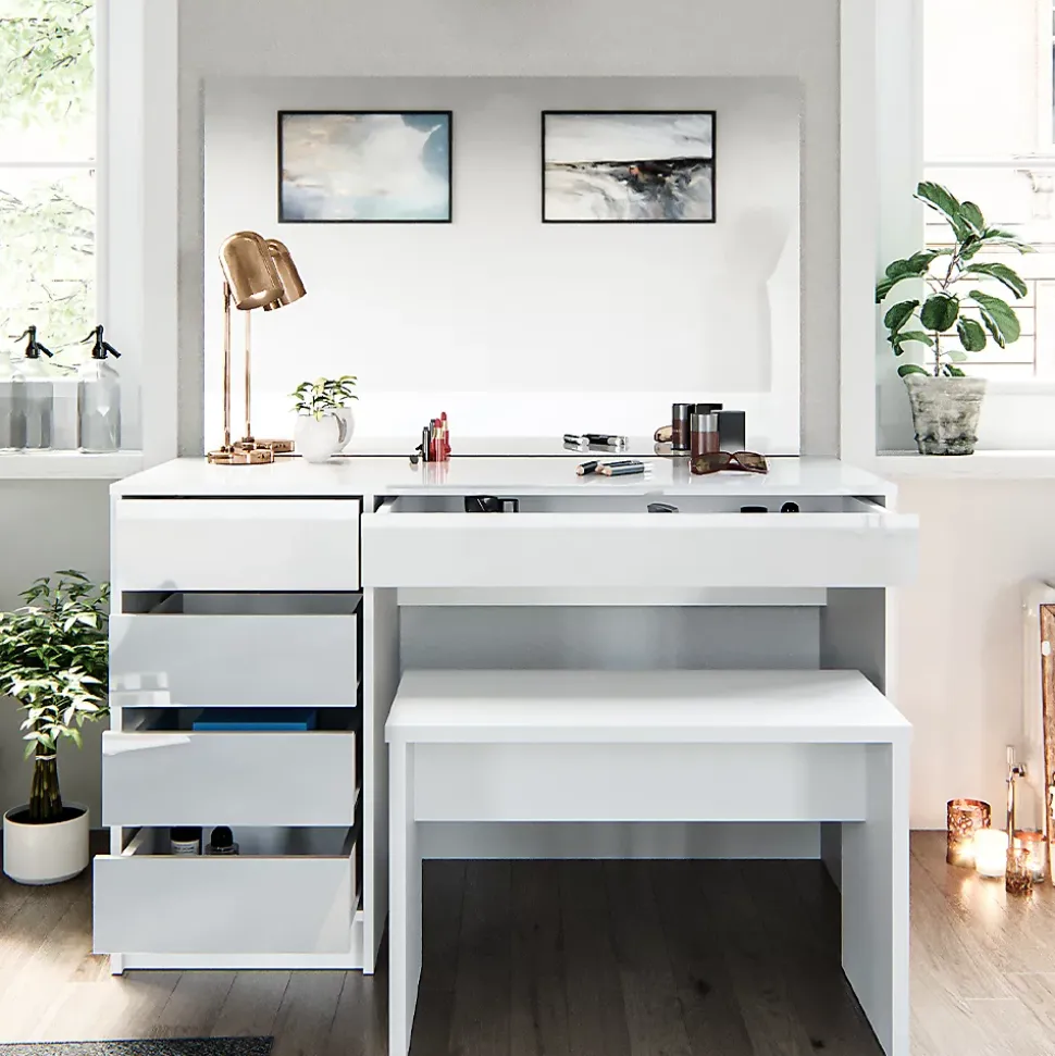 Vicco Coiffeuse Blanc 120cm avec banc