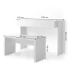 Vicco Coiffeuse Blanc 120cm sans miroir, avec banc