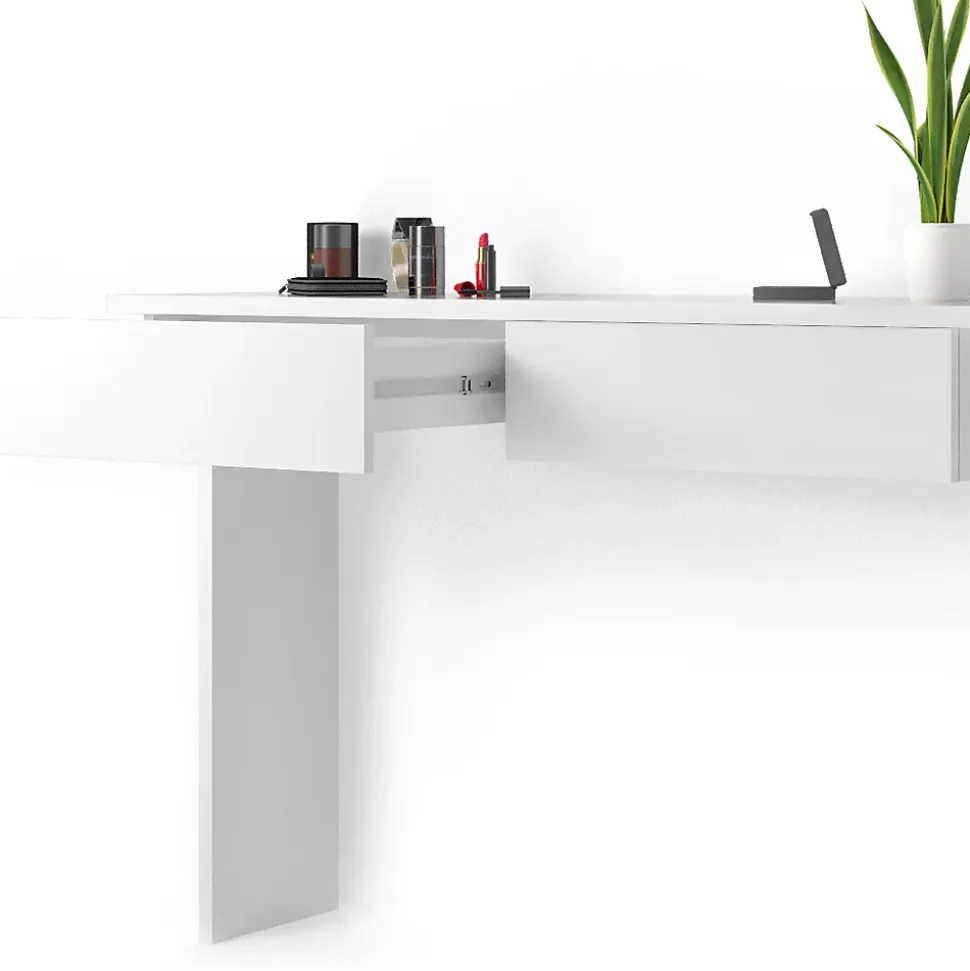 Vicco Coiffeuse Blanc 120cm sans miroir, avec banc