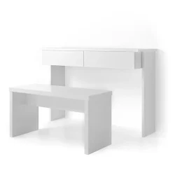 Vicco Coiffeuse Blanc 120cm sans miroir, avec banc