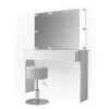Vicco Coiffeuse Blanc 120cm avec éclairage LED et tabouret