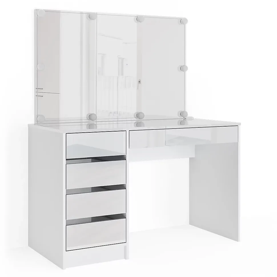 Vicco Coiffeuse Blanc 55cm avec éclairage LED
