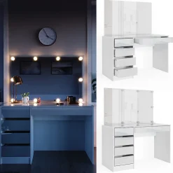 Vicco Coiffeuse Blanc 55cm avec éclairage LED