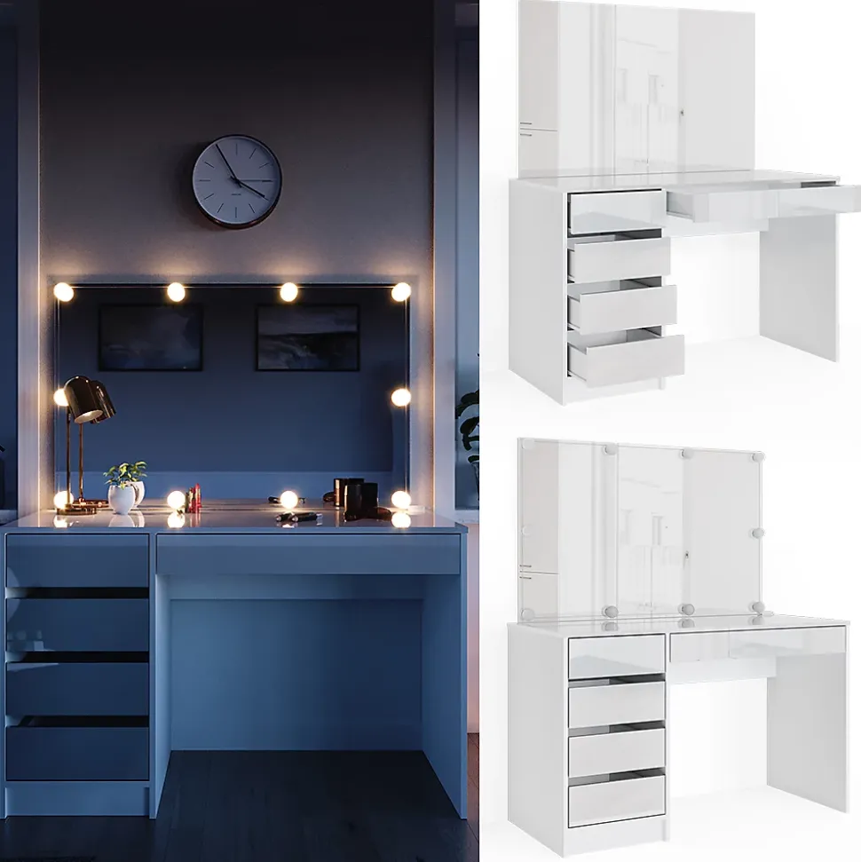 Vicco Coiffeuse Blanc 55cm avec éclairage LED