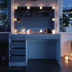 Vicco Coiffeuse Blanc 55cm avec éclairage LED