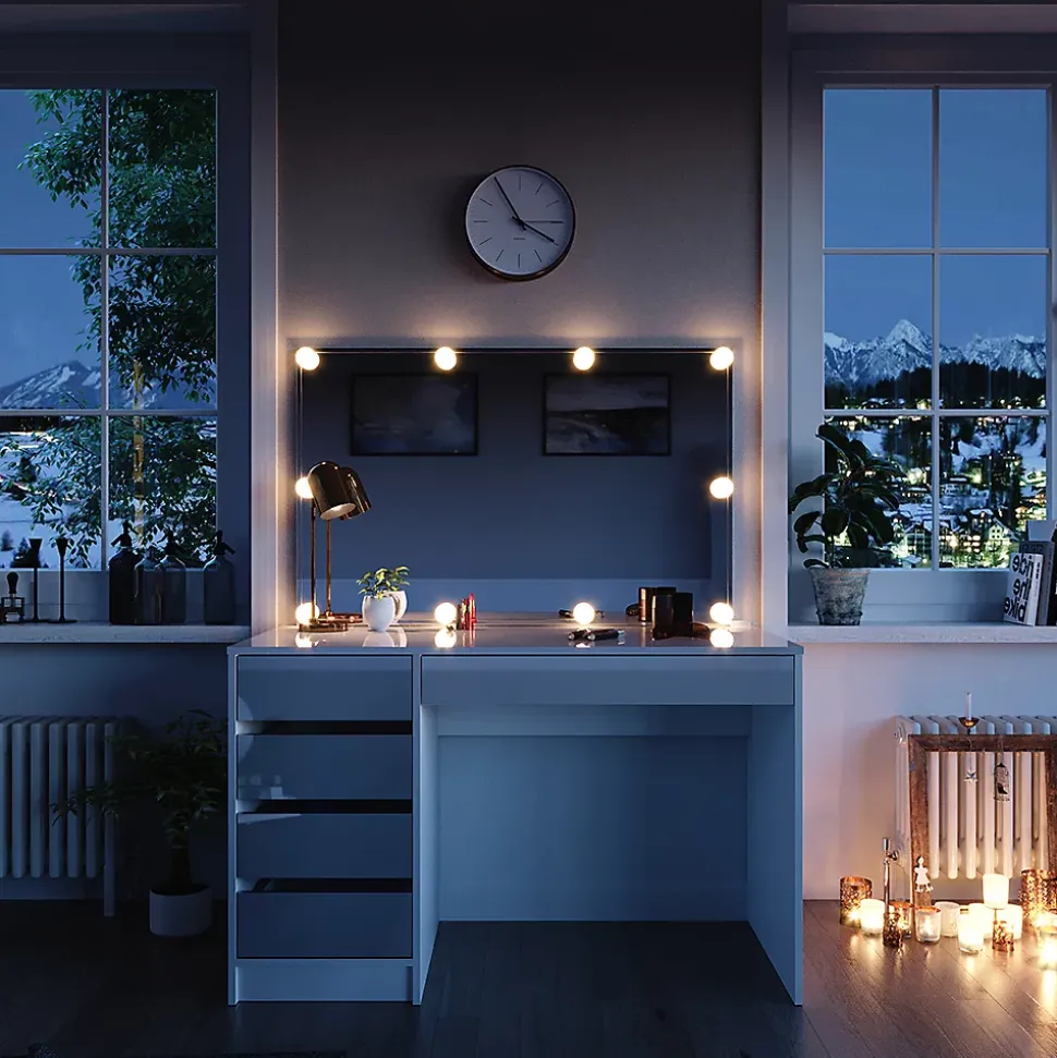 Vicco Coiffeuse Blanc 55cm avec éclairage LED