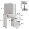 Vicco Coiffeuse Blanc 40cm avec tabouret