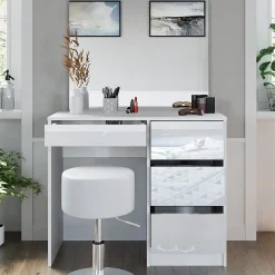 Vicco Coiffeuse Blanc 40cm avec tabouret