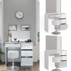 Vicco Coiffeuse Blanc 40cm avec tabouret