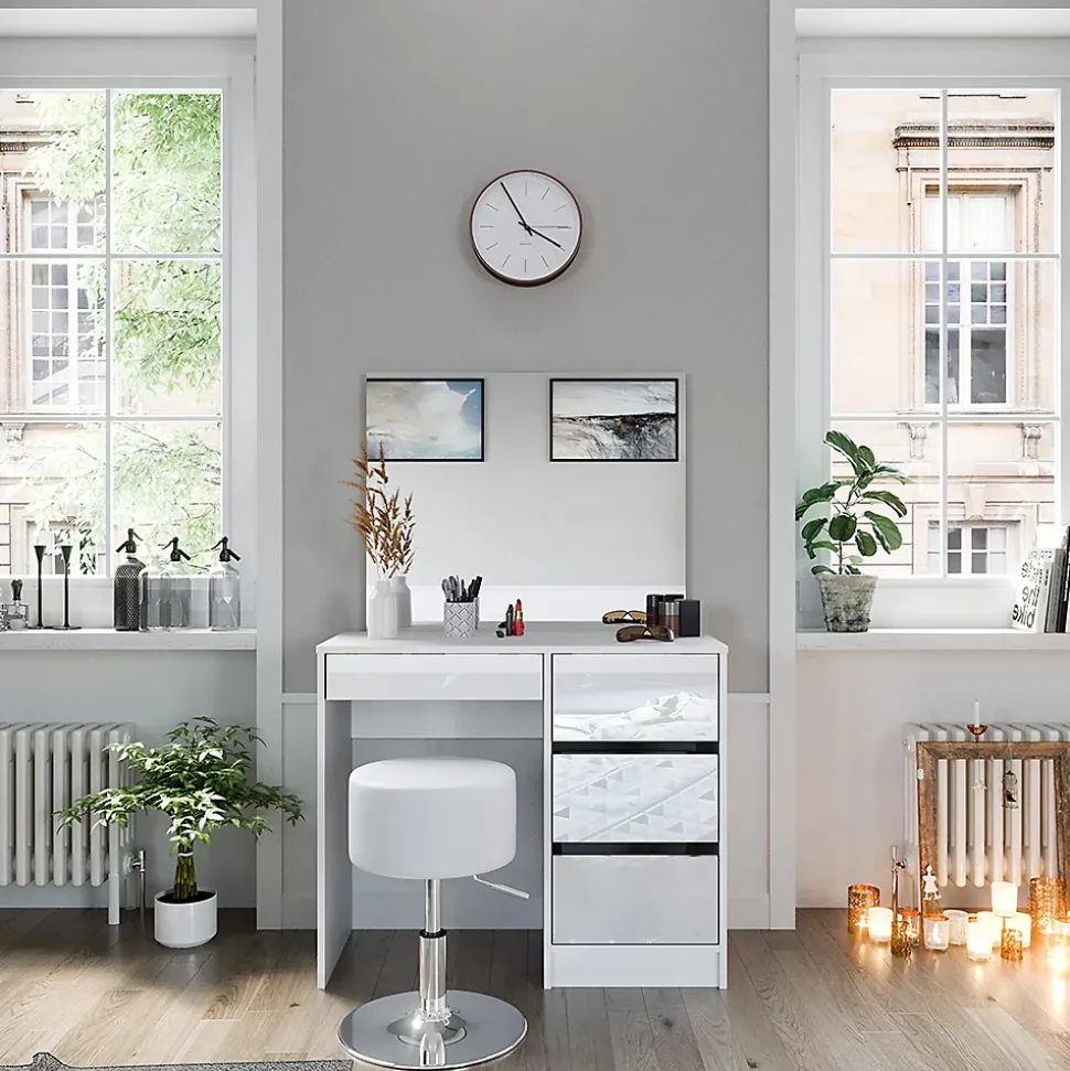 Vicco Coiffeuse Blanc 40cm avec tabouret