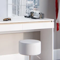 Vicco Coiffeuse Blanc 120cm avec tabouret