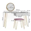Vicco Coiffeuse Blanc 120cm avec éclairage LED et tabouret
