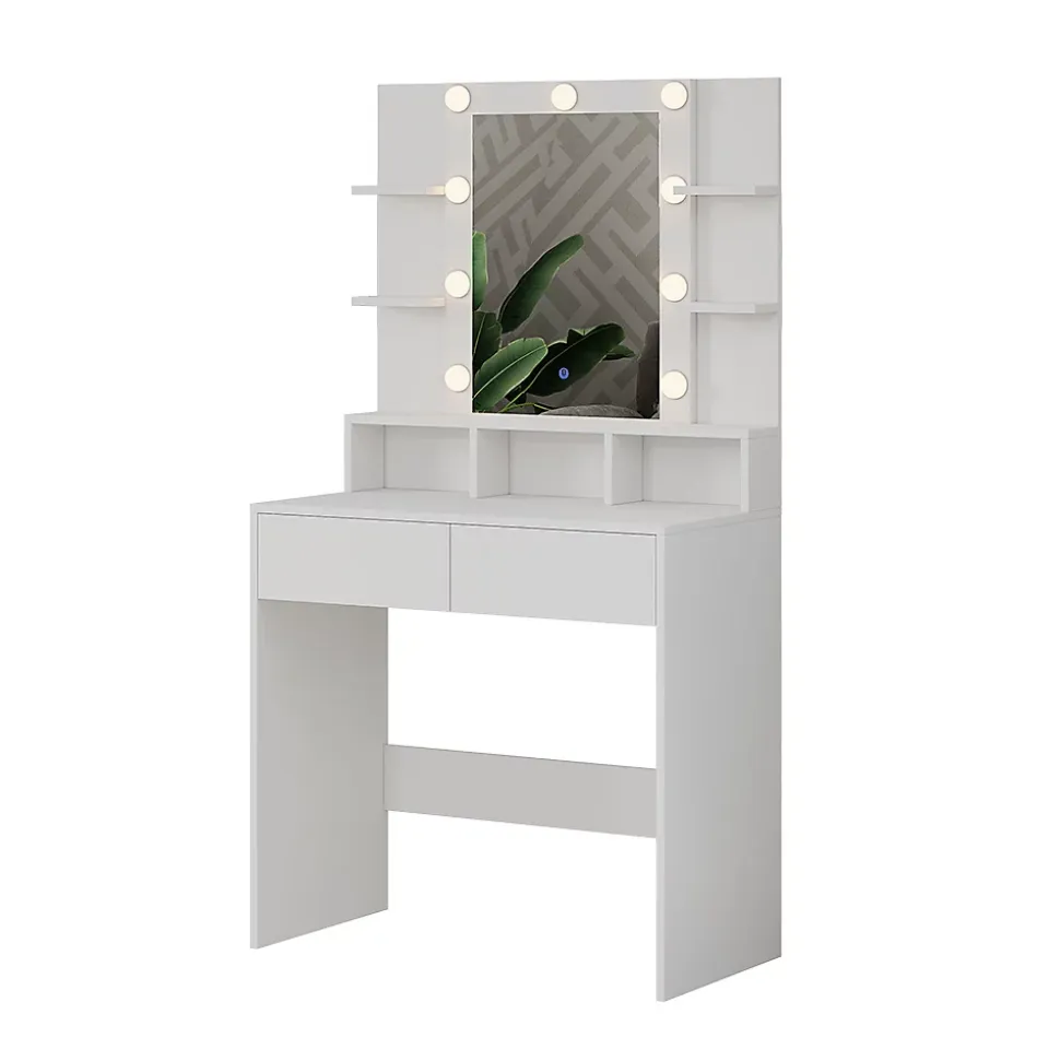 Vicco Coiffeuse Blanc 80cm avec éclairage LED