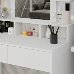 Vicco Coiffeuse Blanc 80cm avec éclairage LED