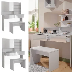 Vicco Coiffeuse Blanc 120cm avec banc