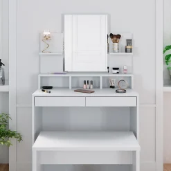 Vicco Coiffeuse Blanc 80cm avec banc
