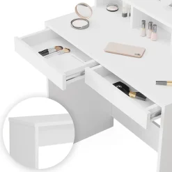 Vicco Coiffeuse Blanc 80cm avec banc