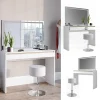 Vicco Coiffeuse Blanc 120cm avec miroir LED et tabouret