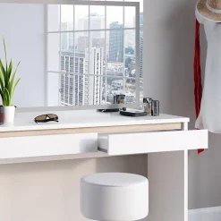 Vicco Coiffeuse Blanc 120cm avec miroir LED et tabouret
